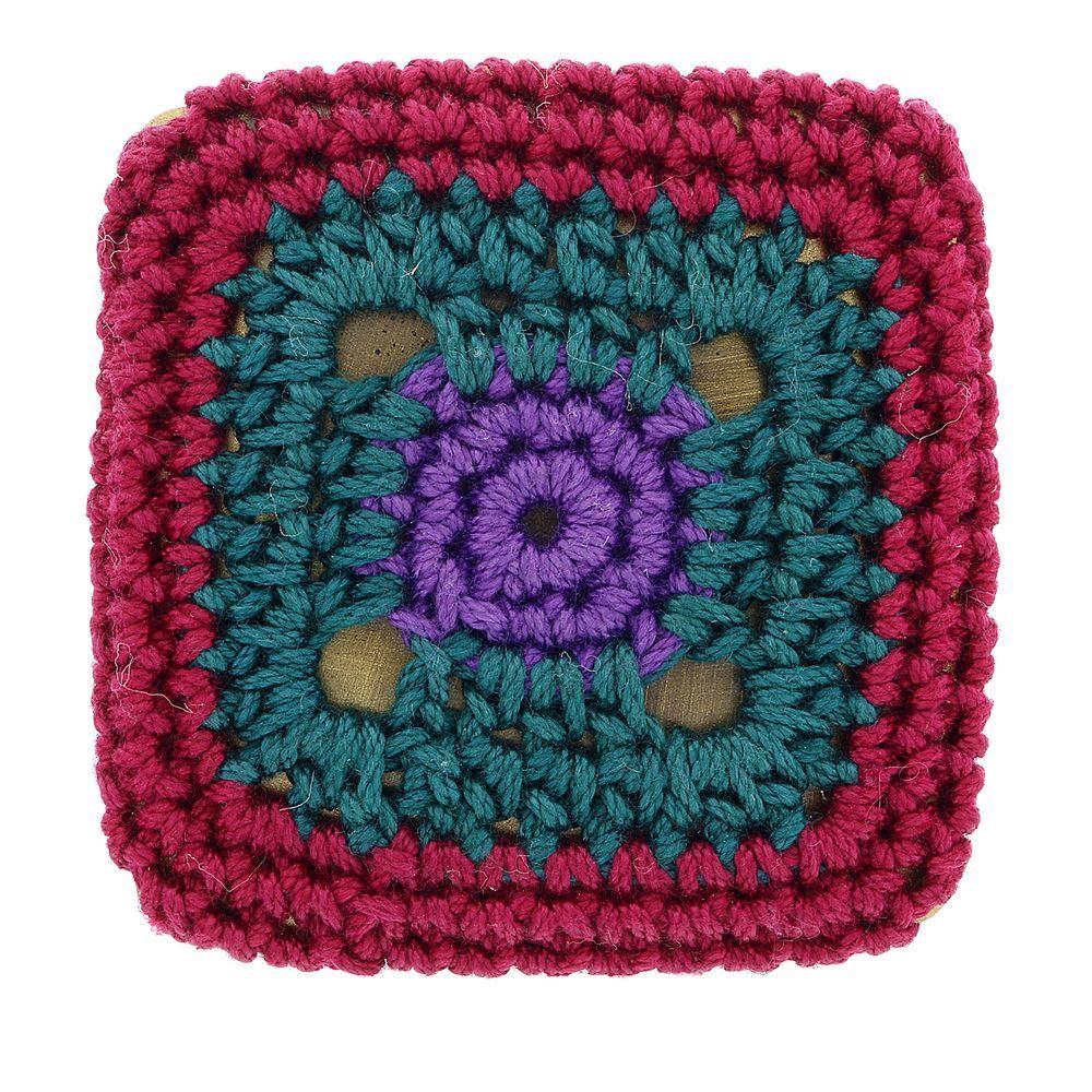 Prada Burgundy Square Crochet Brooch Pin-one size - Picture 2 of 4